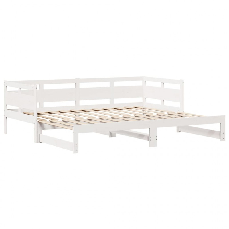 Sofa rozsuwana z szufladami, bez materaca, białe, 90x190 cm