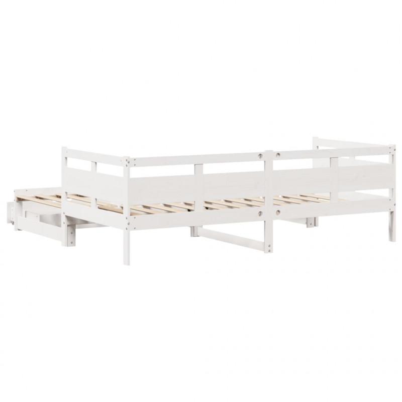 Sofa rozsuwana z szufladami, bez materaca, białe, 90x190 cm