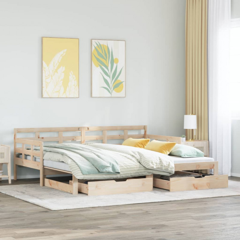 Sofa rozsuwana z szufladami, bez materaca, 80x200 cm