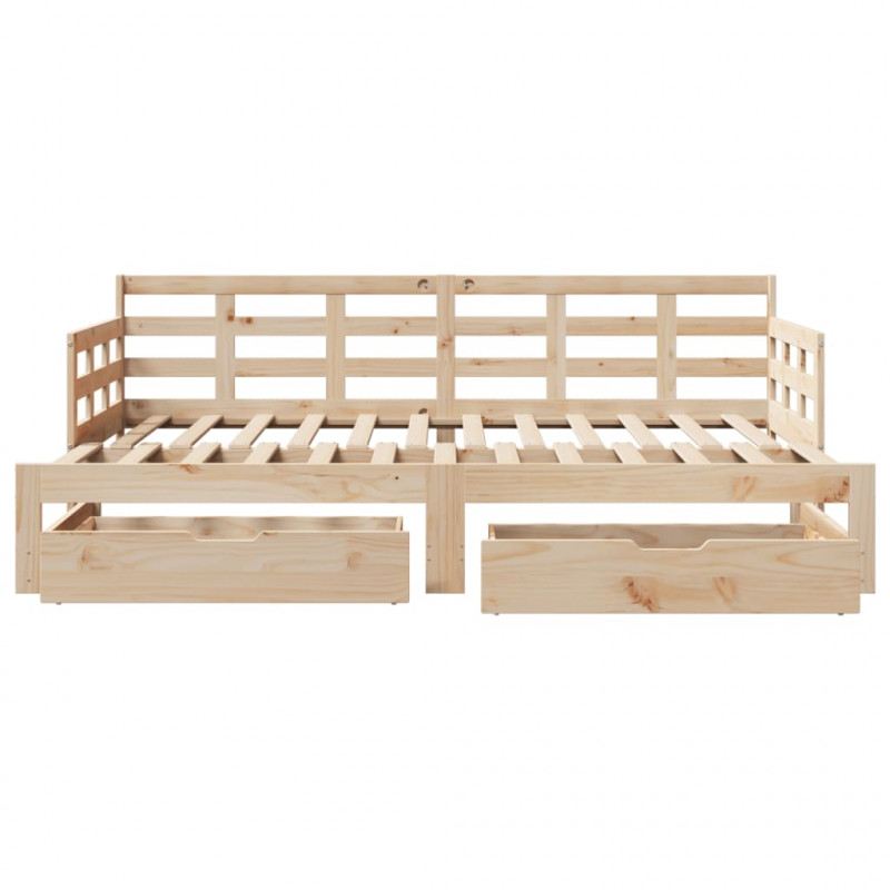 Sofa rozsuwana z szufladami, bez materaca, 80x200 cm