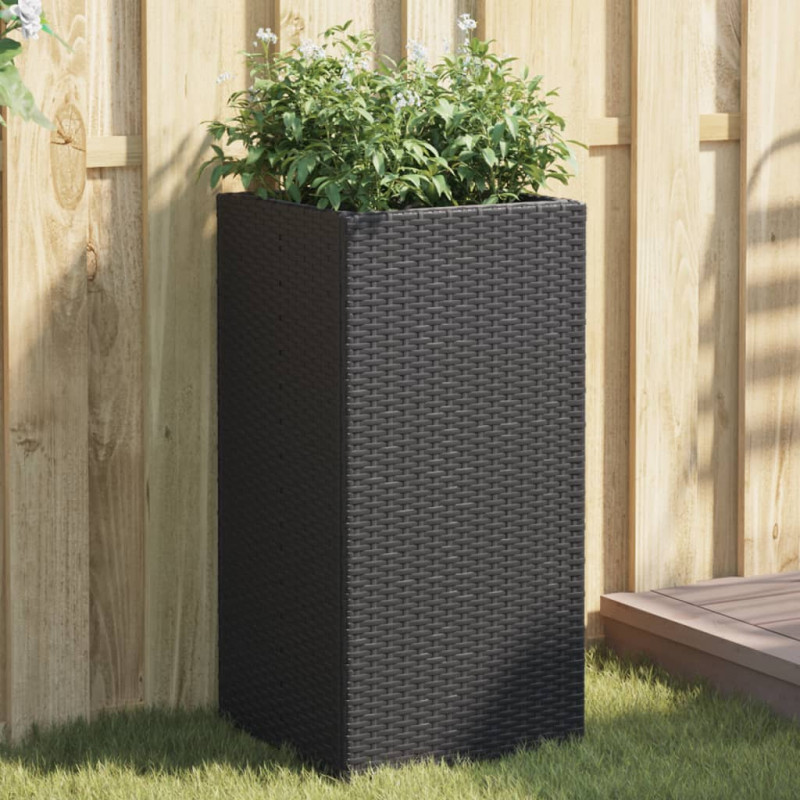 Donice ogrodowe, 2 szt., czarne, 40x40x80 cm, rattan PE