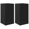 Donice ogrodowe, 2 szt., czarne, 40x40x80 cm, rattan PE