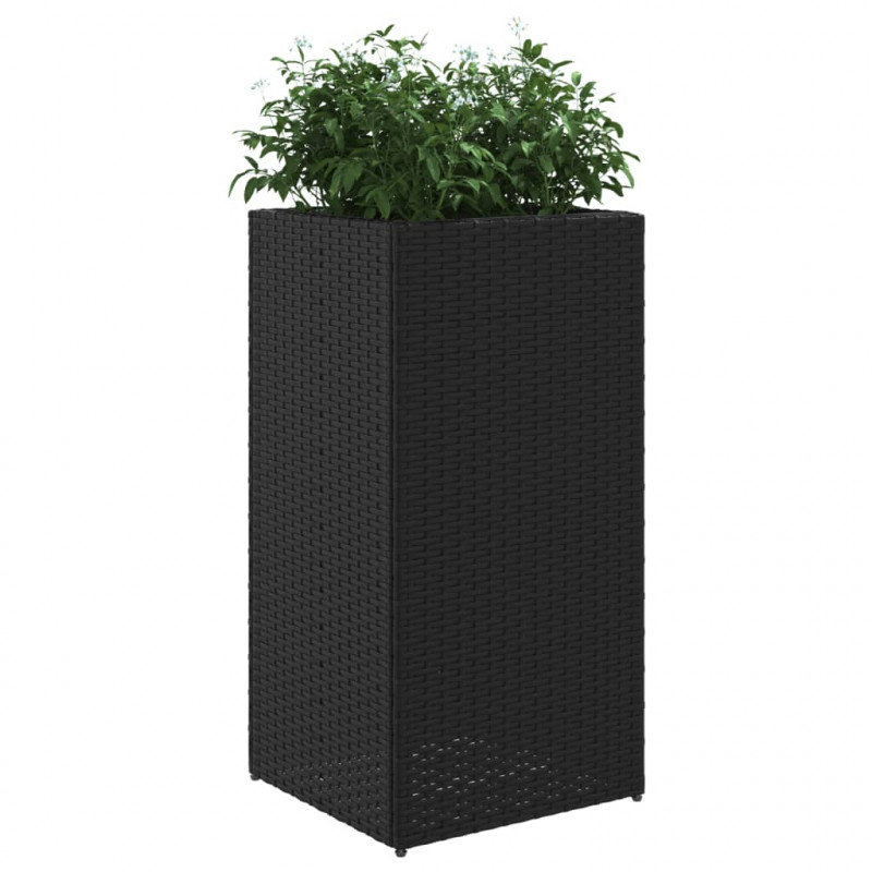 Donice ogrodowe, 2 szt., czarne, 40x40x80 cm, rattan PE