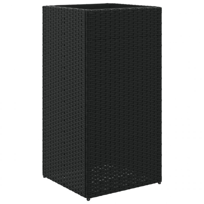 Donice ogrodowe, 2 szt., czarne, 40x40x80 cm, rattan PE