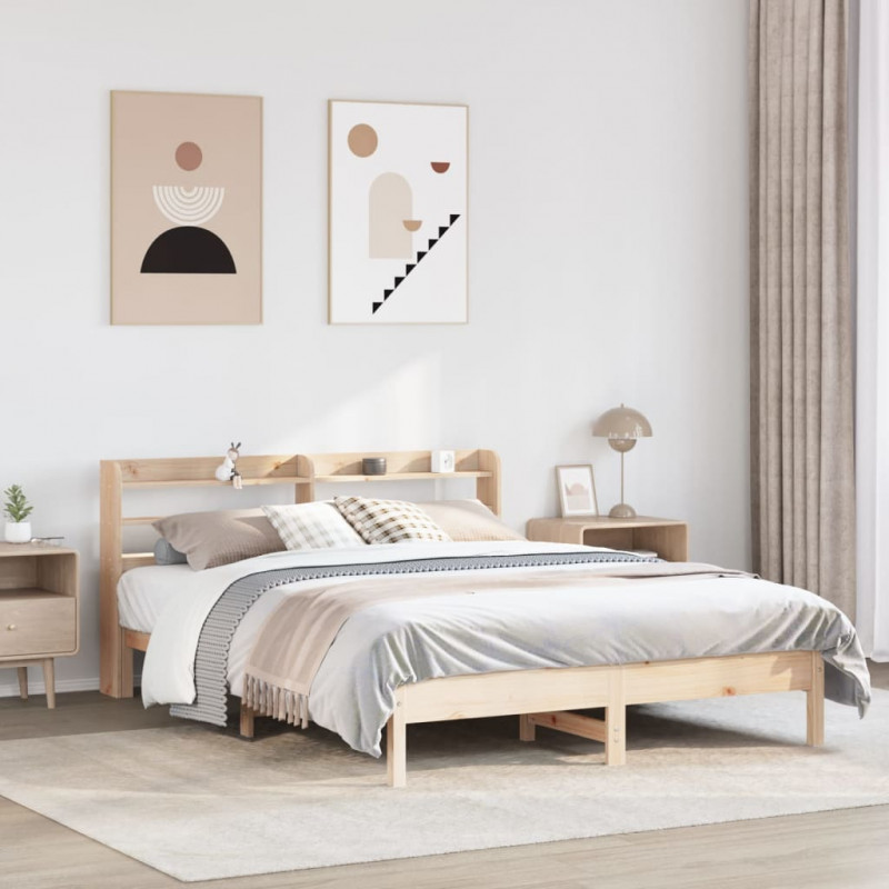 Rama łóżka bez materaca, 150x200 cm, lite drewno sosnowe