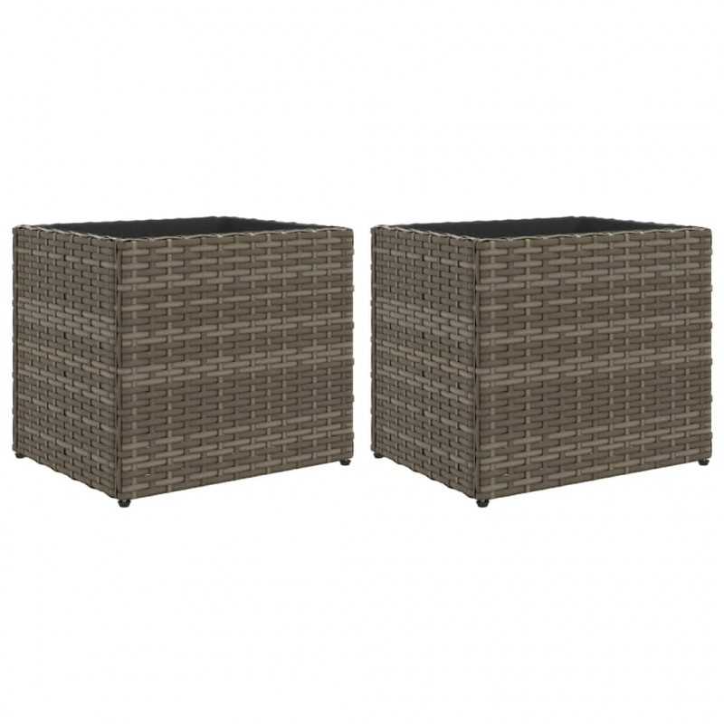 Donice ogrodowe, 2 szt., szare, 36x30x32 cm, polirattan