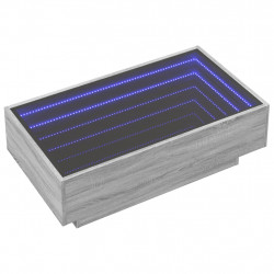 Stolik kawowy z LED, szary dąb sonoma, 90x50x30 cm