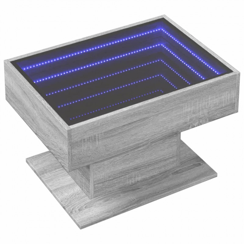 Stolik kawowy z LED, szary dąb sonoma, 70x50x45 cm