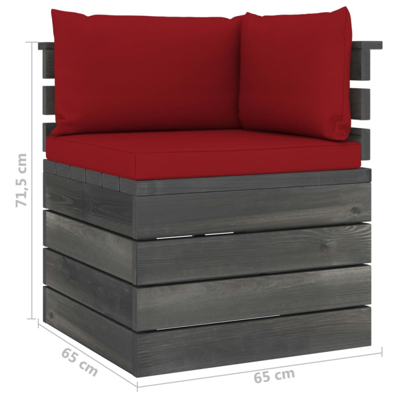Ogrodowa sofa narożna z palet, z poduszkami, drewno sosnowe