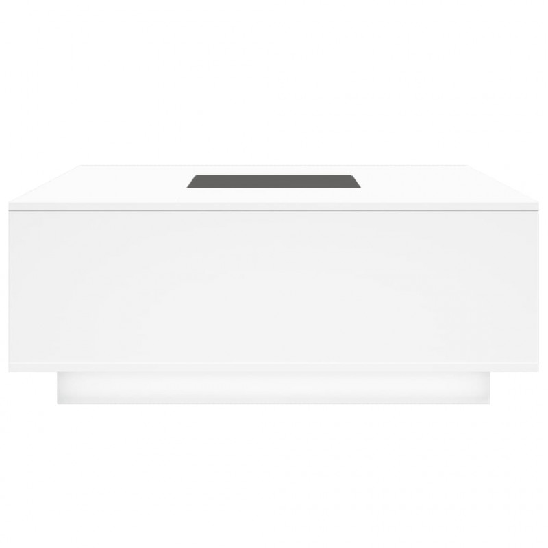 Stolik kawowy z LED Infinity, biały, 100x100x40 cm