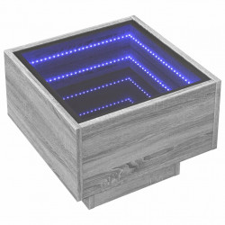 Stolik nocny z LED Infinity, szary dąb sonoma, 40x40x30 cm