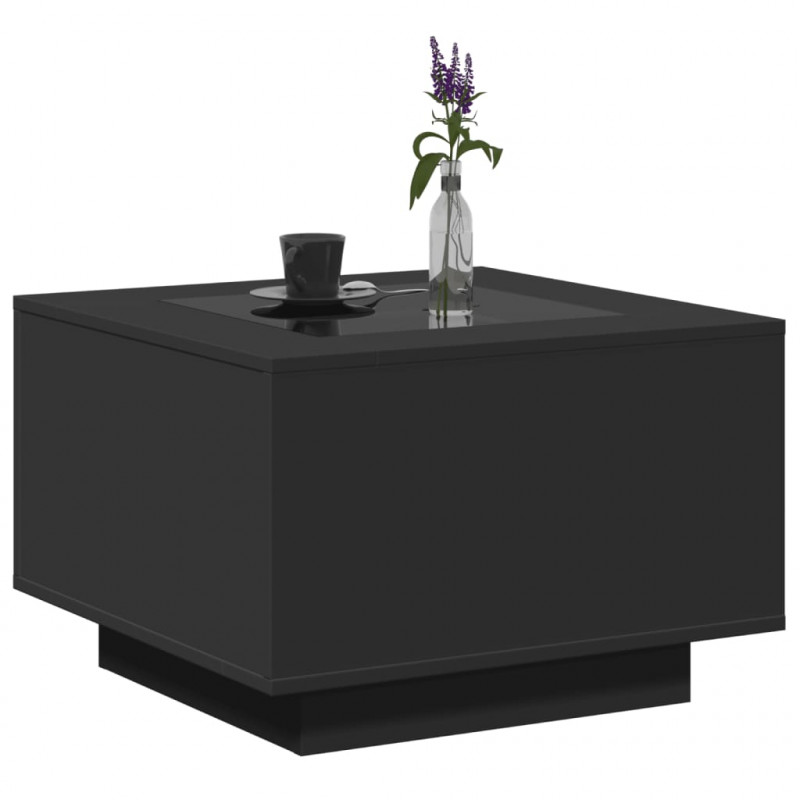 Stolik kawowy z LED, czarny, 60x60x40 cm