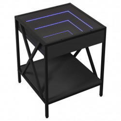 Stolik nocny z LED Infinity, czarny, 40x40x49 cm