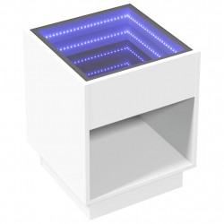 Stolik nocny z LED Infinity, biały, 40x40x50 cm