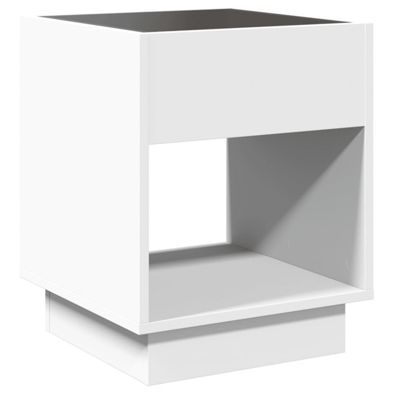 Stolik nocny z LED Infinity, biały, 40x40x50 cm