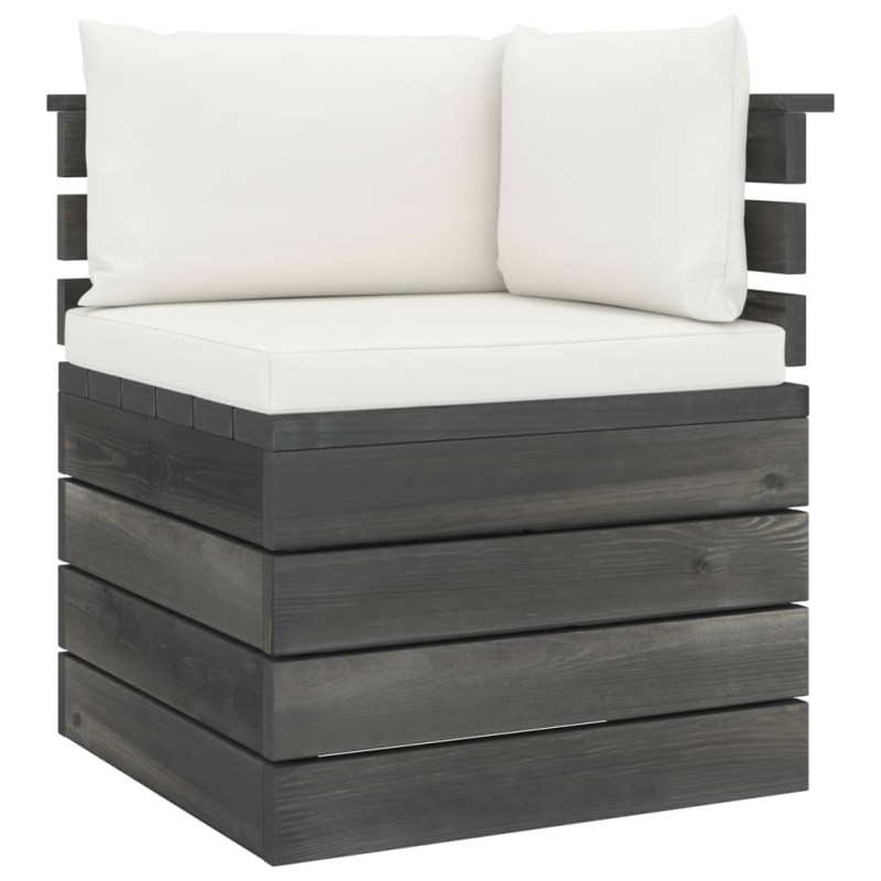 5-cz. zestaw wypoczynkowy z palet, z poduszkami, lita sosna