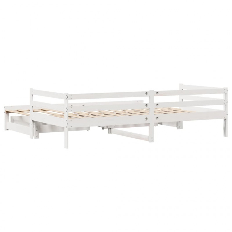Sofa rozsuwana z szufladami, bez materaca, białe, 90x190 cm