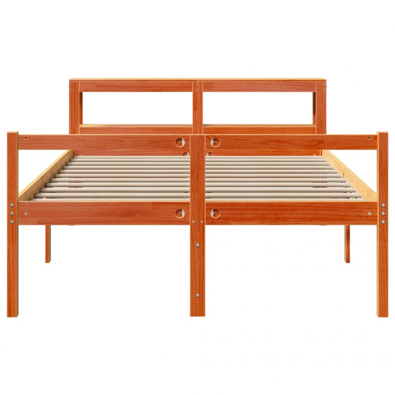 Rama łóżka z wezgłowiem, woskowy brąz, 150x200 cm, sosnowa