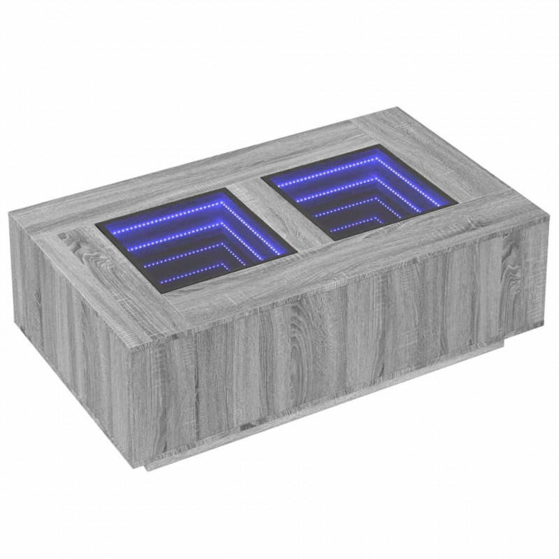 Stolik kawowy z LED Infinity, szary dąb sonoma, 116x69x40 cm