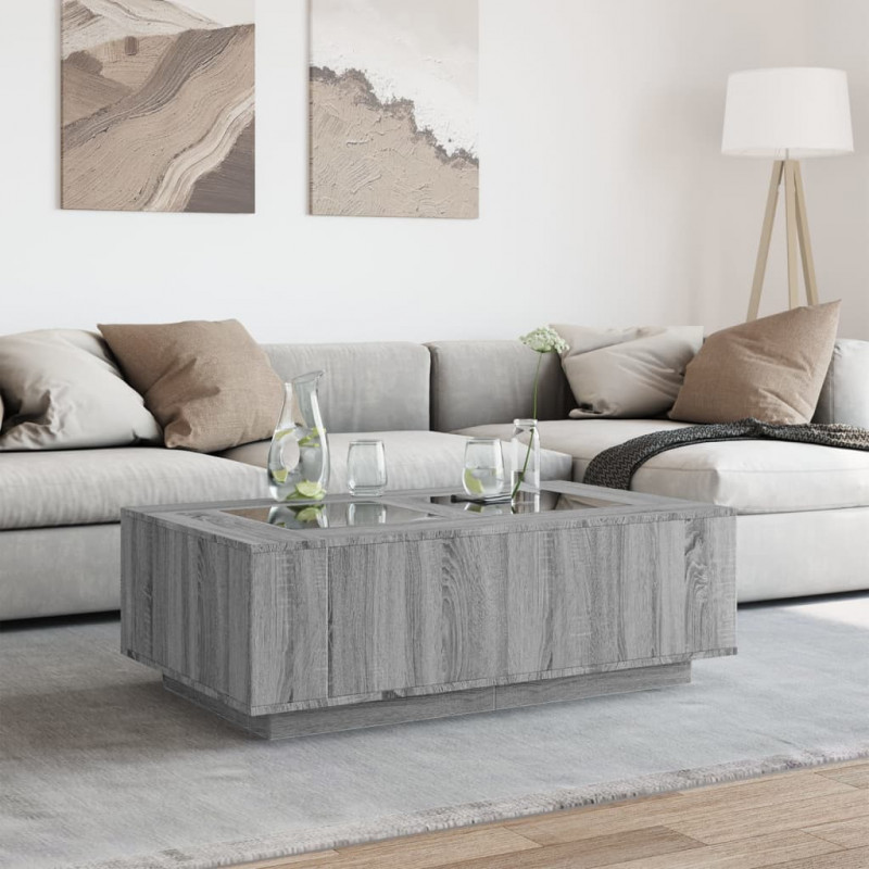 Stolik kawowy z LED Infinity, szary dąb sonoma, 116x69x40 cm