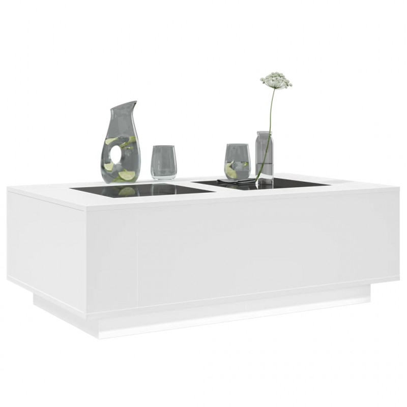 Stolik kawowy z LED Infinity, biały, 116x69x40 cm