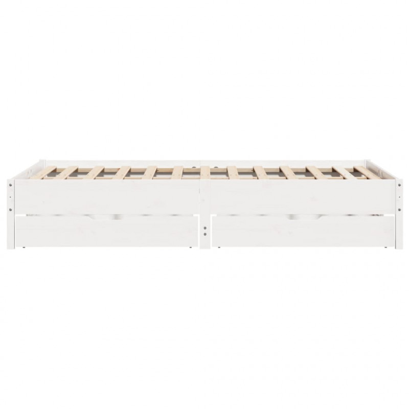 Rama łóżka bez materaca, biała, 160x200 cm, lite drewno sosnowe