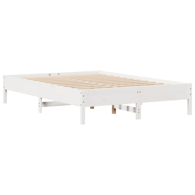 Rama łóżka bez materaca, biała, 135x190 cm, lite drewno sosnowe