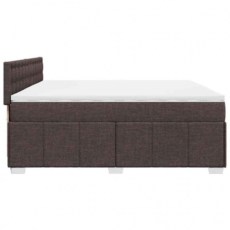 Łóżko kontynentalne z materacem, brązowe, tkanina, 200x200 cm