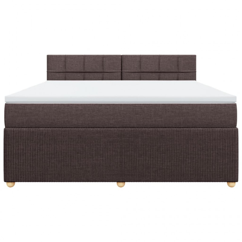Łóżko kontynentalne z materacem, brązowe, tkanina, 180x200 cm