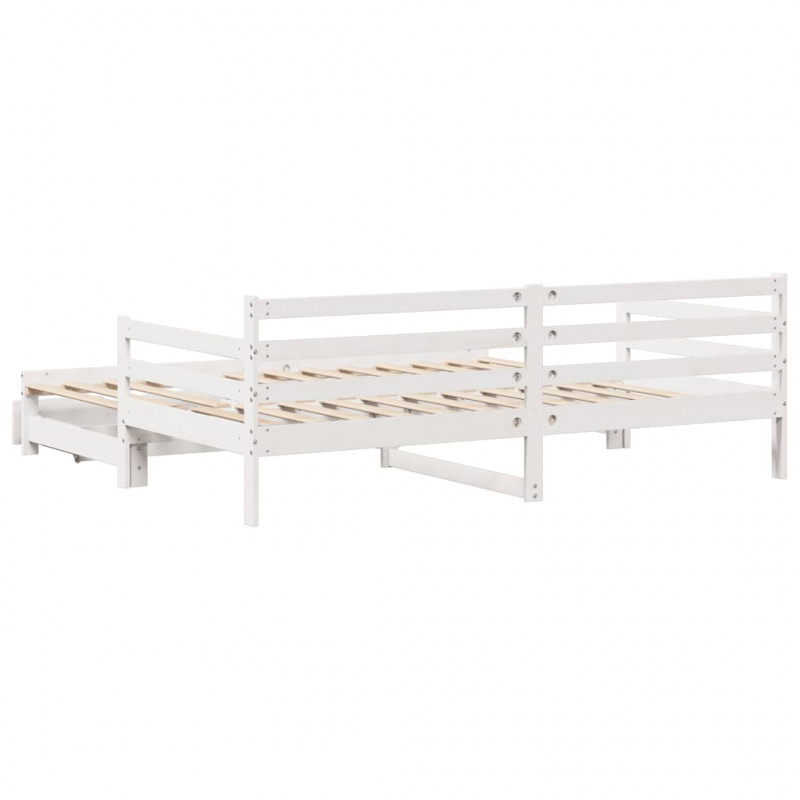 Sofa rozsuwana z szufladami, bez materaca, białe, 90x200 cm