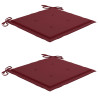 Krzesła ogrodowe, 2 szt., czerwone poduszki, lite drewno tekowe