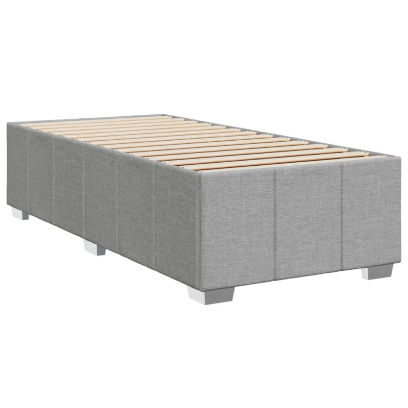 Łóżko kontynentalne z materacem, jasnoszare, tkanina, 90x190 cm
