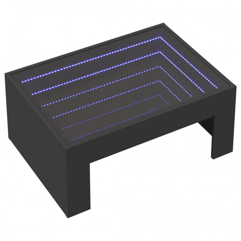 Stolik kawowy z LED Infinity, czarny, 70x50x30 cm