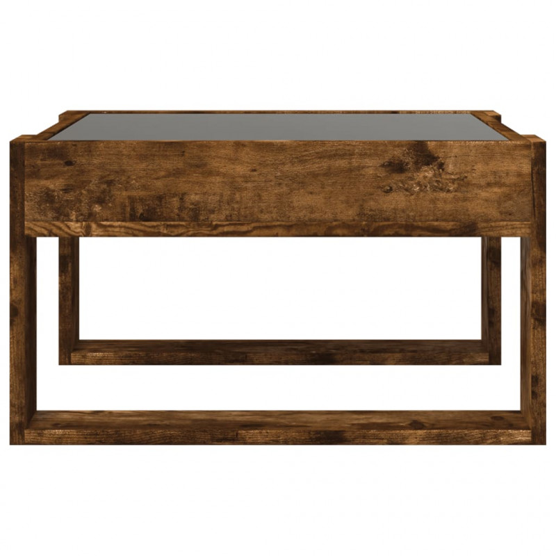 Stolik kawowy z LED Infinity, przydymiony dąb, 50x53x30 cm