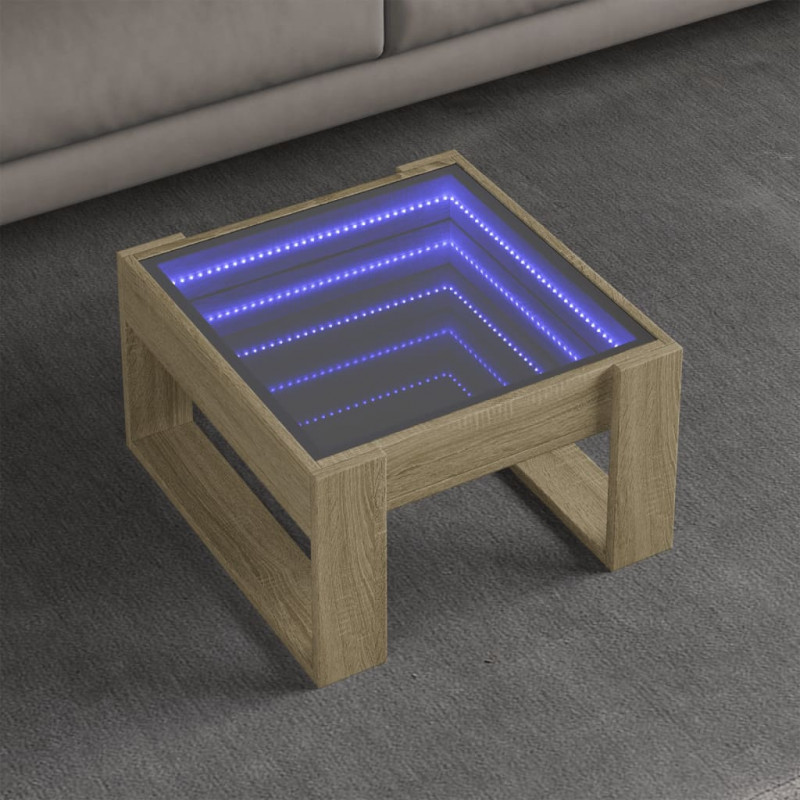 Stolik kawowy z LED Infinity, dąb sonoma, 50x53x30 cm
