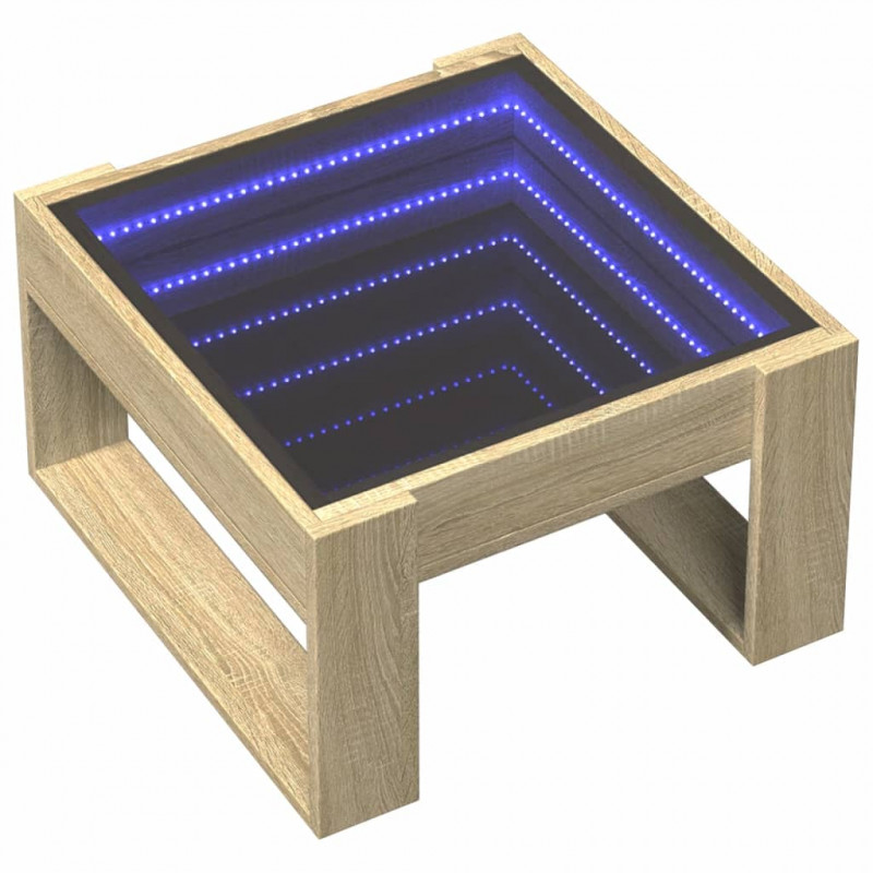 Stolik kawowy z LED Infinity, dąb sonoma, 50x53x30 cm