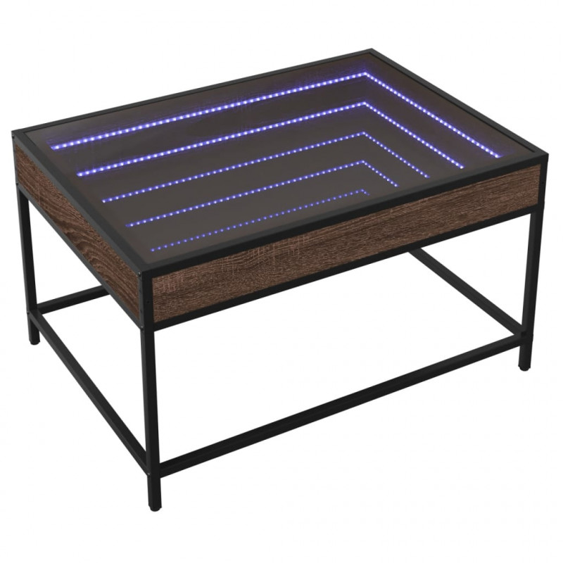 Stolik kawowy z LED Infinity, brązowy dąb, 70x50x41 cm