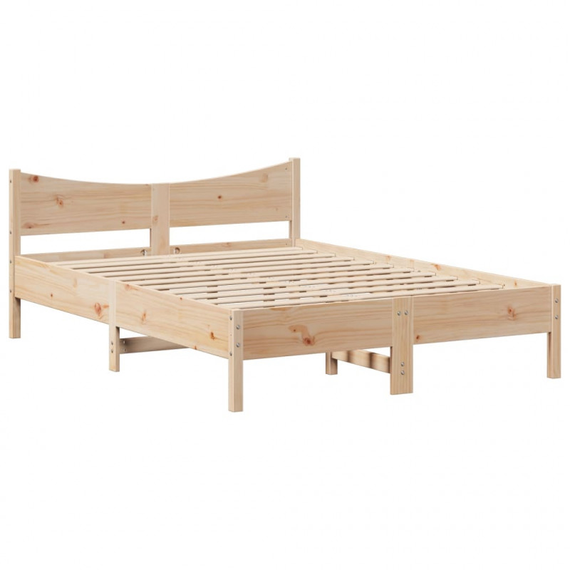 Rama łóżka z wezgłowiem, 120x190 cm, lite drewno sosnowe