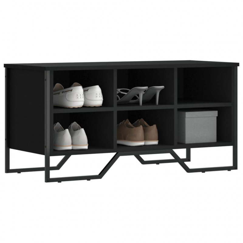Szafka na buty, czarna, 90x38x45,5 cm, materiał drewnopochodny