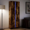 Wysoka szafka z LED, przydymiony dąb, 74x32,5x200 cm