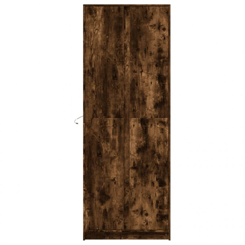 Wysoka szafka z LED, przydymiony dąb, 74x32,5x200 cm