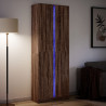 Wysoka szafka z LED, brązowy dąb, 74x32,5x200 cm