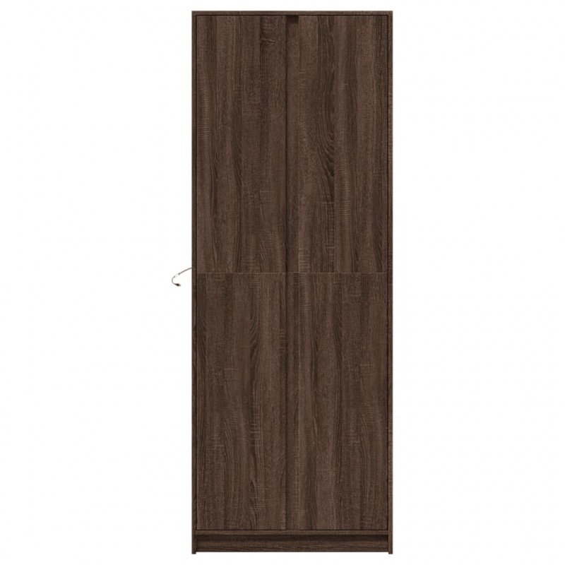 Wysoka szafka z LED, brązowy dąb, 74x32,5x200 cm