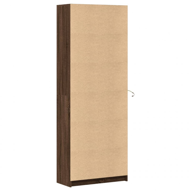 Wysoka szafka z LED, brązowy dąb, 74x32,5x200 cm