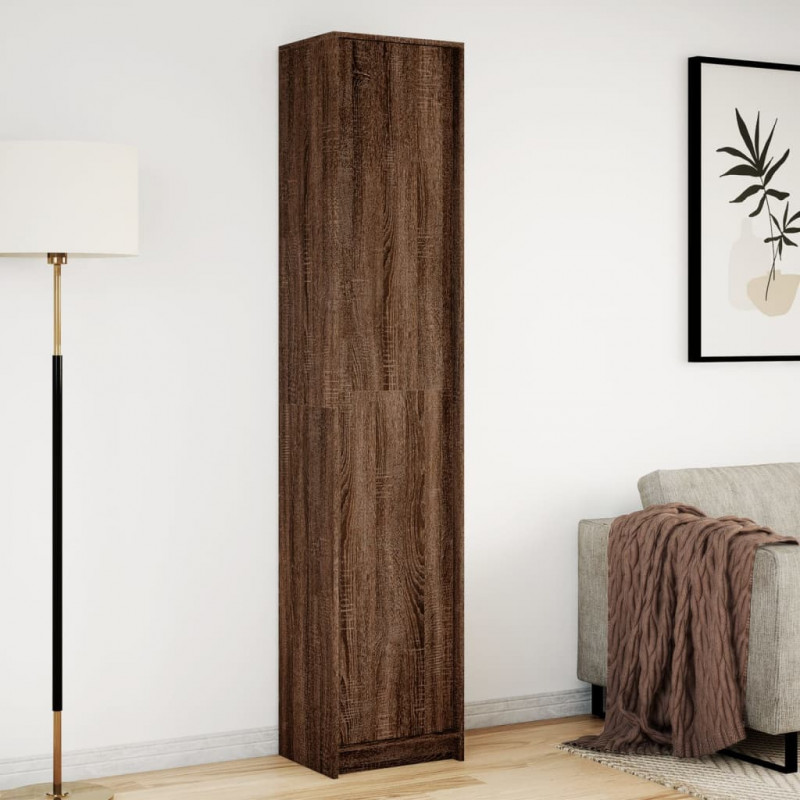 Wysoka szafka z LED, brązowy dąb, 41,5x32,5x200 cm