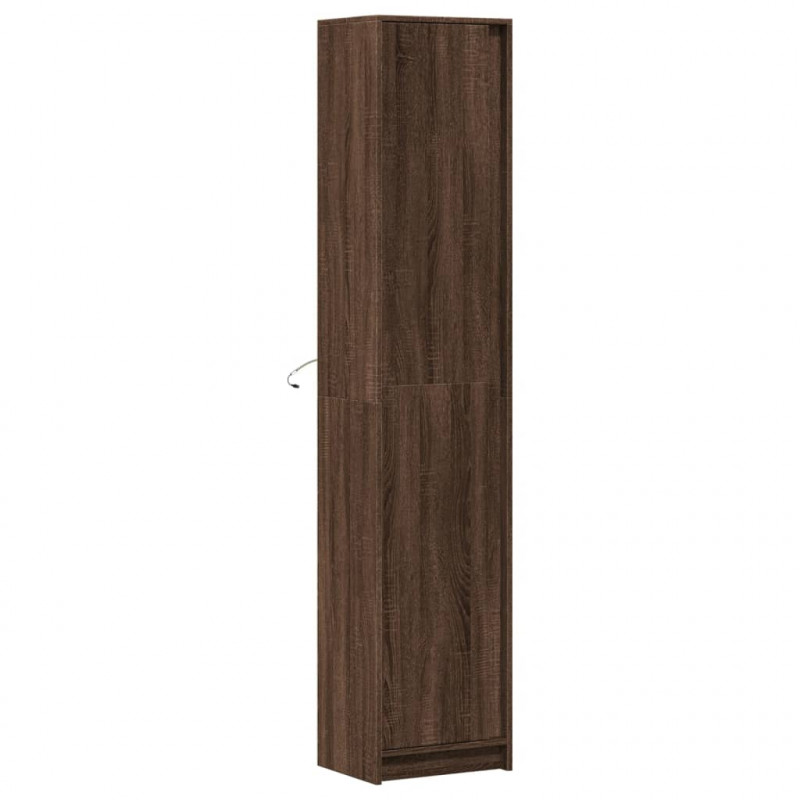 Wysoka szafka z LED, brązowy dąb, 41,5x32,5x200 cm