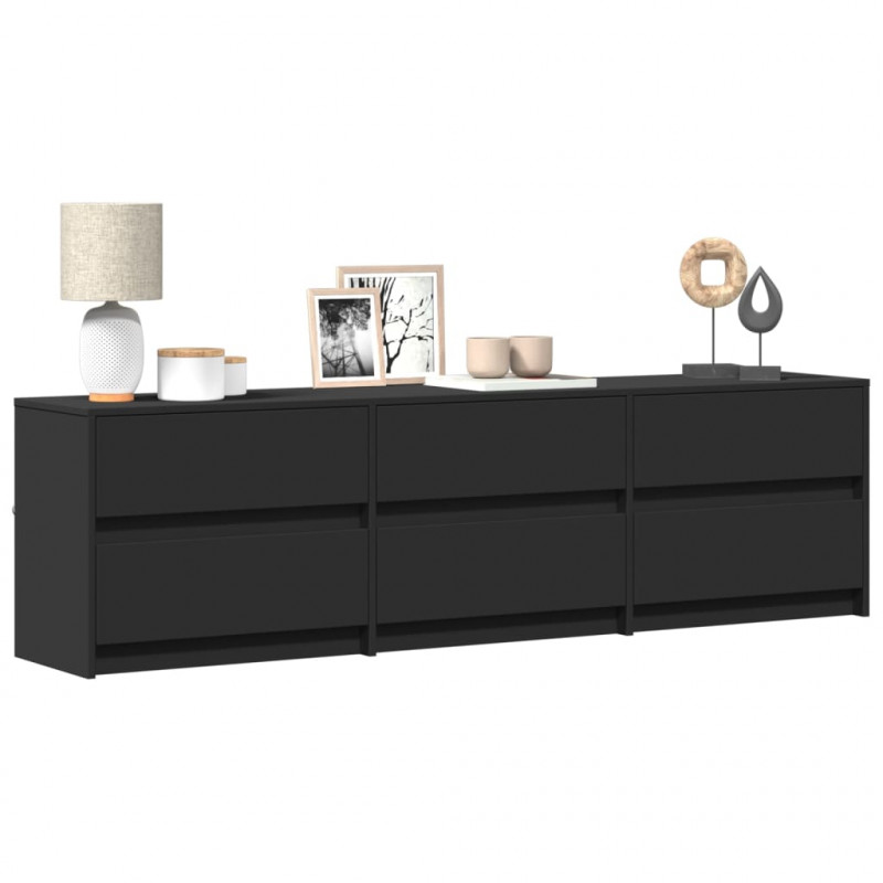 Szafka TV z LED, czarna, 180x34x50 cm, materiał drewnopochodny