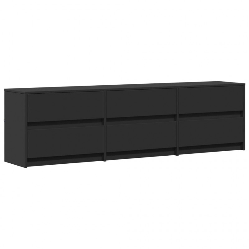 Szafka TV z LED, czarna, 180x34x50 cm, materiał drewnopochodny