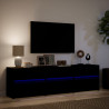 Szafka TV z LED, czarna, 180x34x50 cm, materiał drewnopochodny