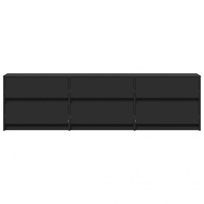 Szafka TV z LED, czarna, 180x34x50 cm, materiał drewnopochodny